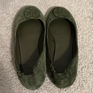 Like New Tory Burch Suede Olive Green Flats